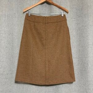 Lands' End Brown Herringbone Tweed Wool Silk Blend A-Line Skirt Size 6 Lined